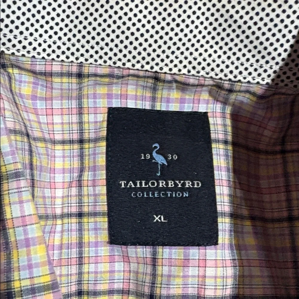 Tailorbyrd Men's Checkered Button Down Shirt - Pink Blue Yellow Sz XL